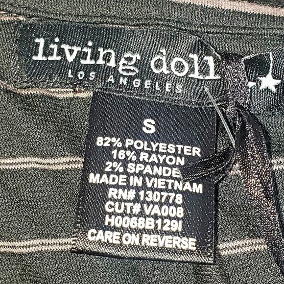 NWT living doll brand taupe and black striped one button blazer style top. Sz Sm - Picture 5 of 8